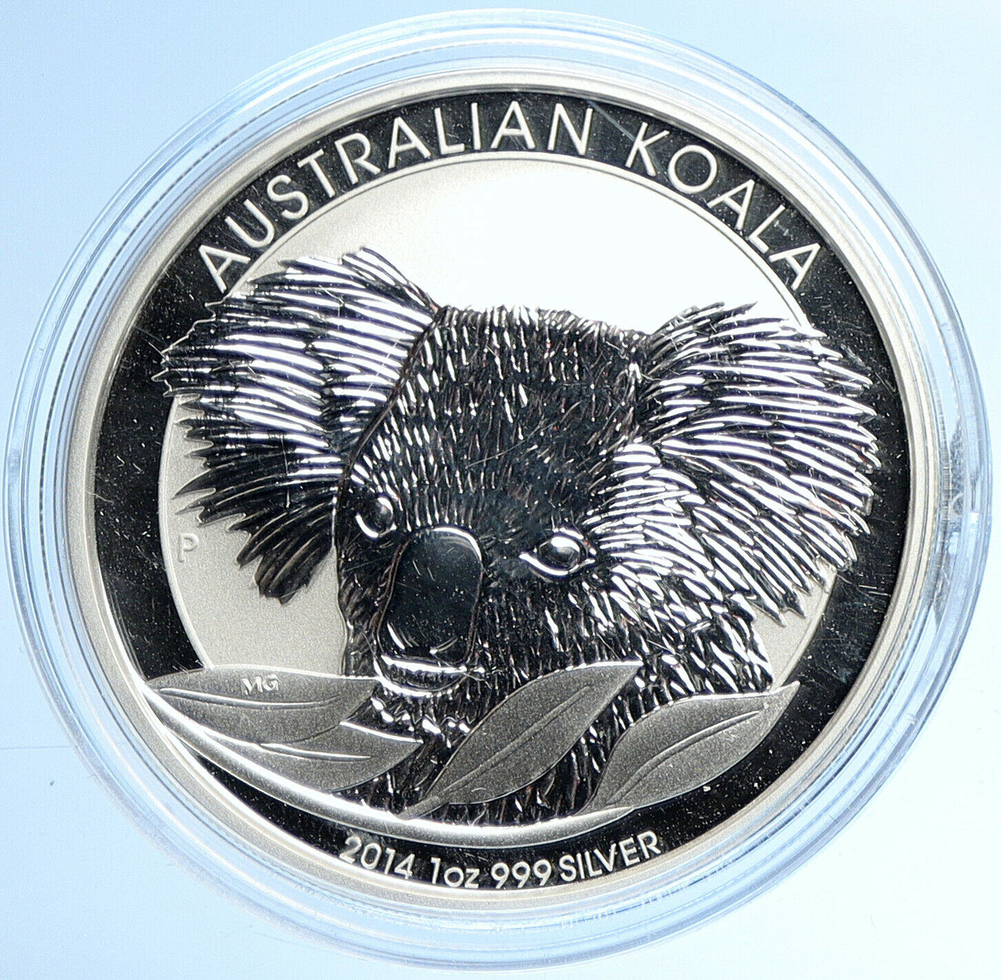 2014 AUSTRALIA Queen Elizabeth II KOALAS Antique Silver OZ Dollar Coin i109886