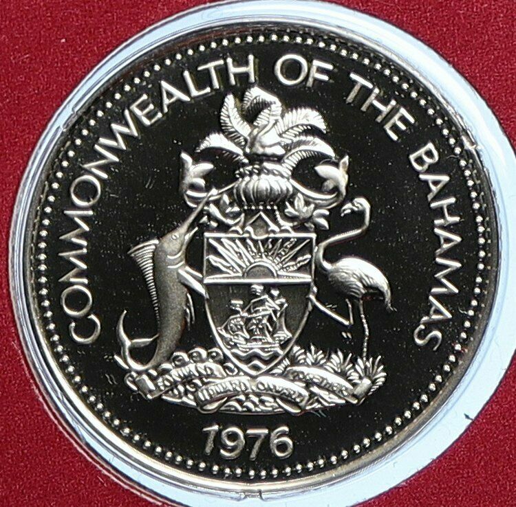 1976 BAHAMAS UK Queen Elizabeth II PINEAPPLE Vintage Proof 5 Cents Coin i109925