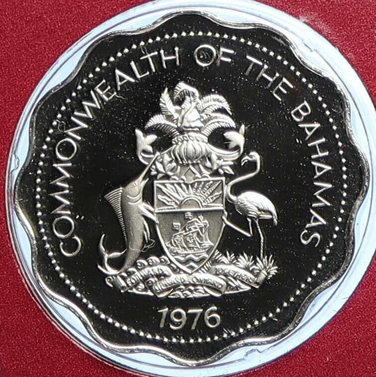 1976 BAHAMAS UK Queen Elizabeth II BONEFISH OCEANIC Proof 10 Cents Coin i109927