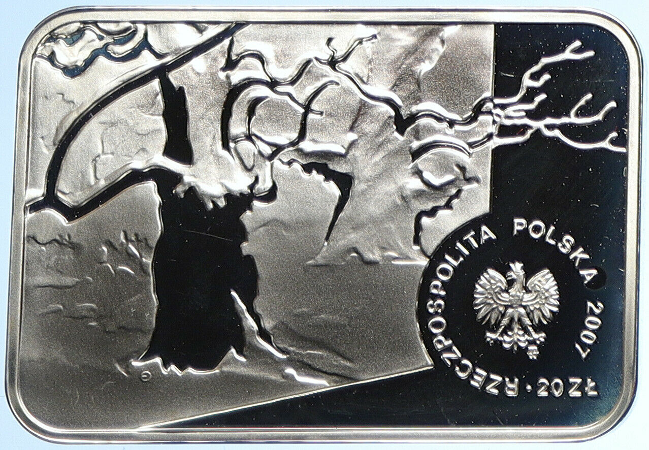 2007 POLAND Polish Leon Wyczółkowski Silver Bar Proof 20 Zlotych Coin i109885