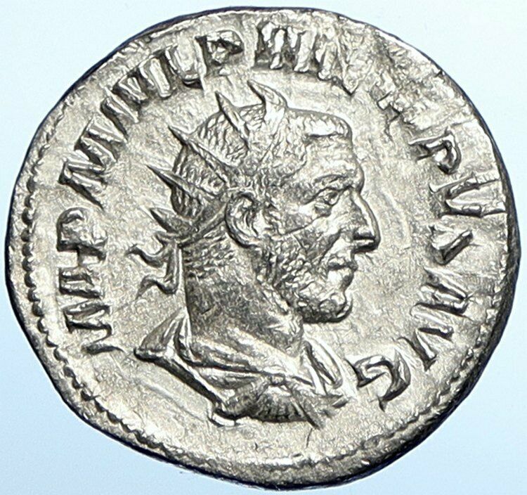 PHILIP I the ARAB Authentic Ancient 244AD Old Silver Roman Coin AEQUITAS i108395