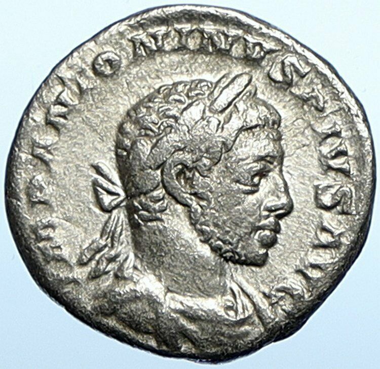 ELAGABALUS Sacrificing at Altar 221AD Rome Ancient OLD Silver Roman Coin i108391