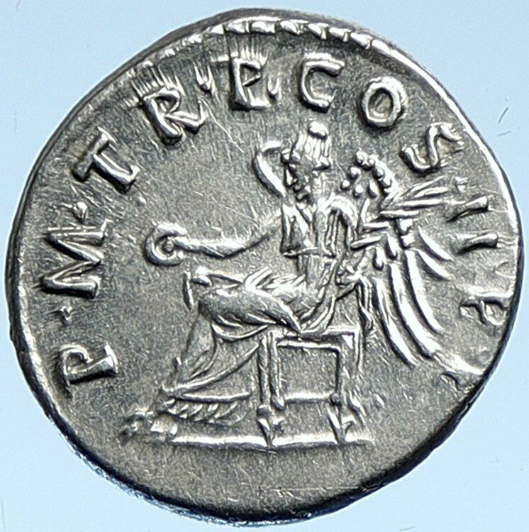 TRAJAN 98AD Rome Authentic Genuine Ancient Silver Roman Coin Victory i107499