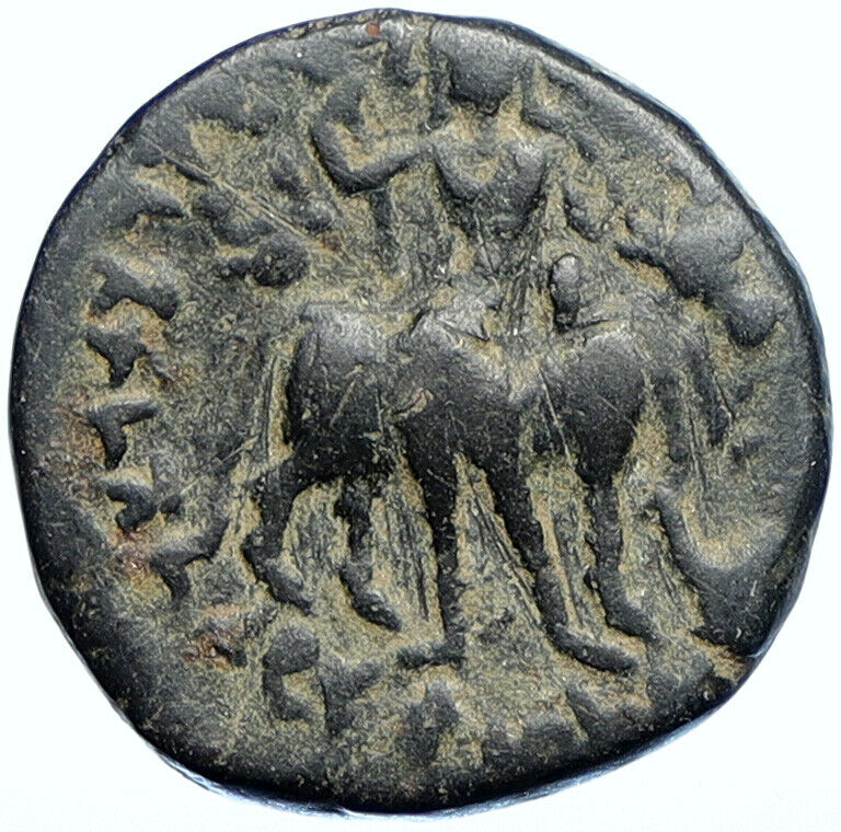 VIMA KADPHISES Authentic Ancient INDIAN Kushan OLD Bull Shiva Greek Coin i108388