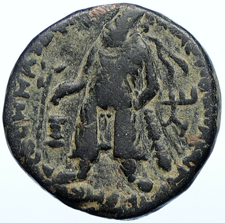 VIMA KADPHISES Authentic Ancient INDIAN Kushan OLD Bull Shiva Greek Coin i108388