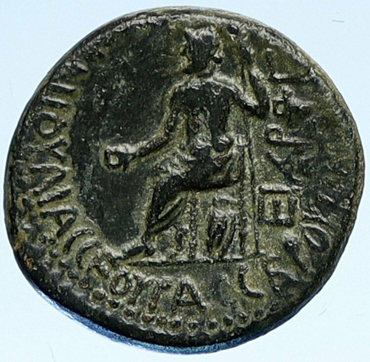 NERO Authentic Akmoneia in Phrygia OLD Roman Coin ZEUS & OWL Asclepius i107503