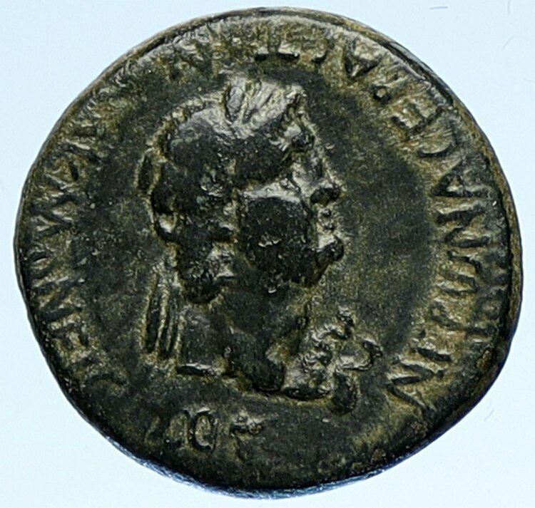 NERO Authentic Akmoneia in Phrygia OLD Roman Coin ZEUS & OWL Asclepius i107503