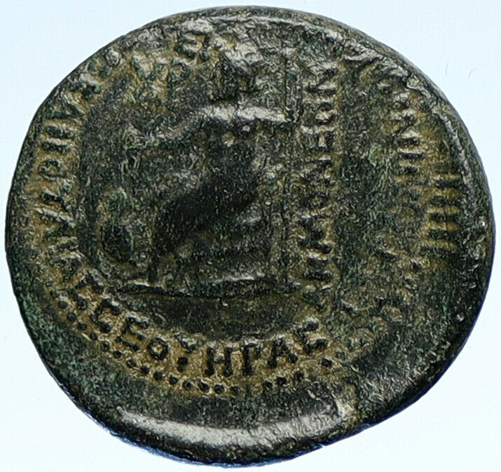 NERO Authentic Akmoneia in Phrygia OLD Roman Coin ZEUS & OWL Asclepius i107505