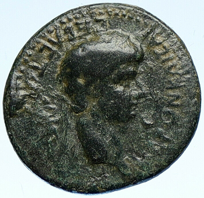 NERO Authentic Akmoneia in Phrygia OLD Roman Coin ZEUS & OWL Asclepius i107505