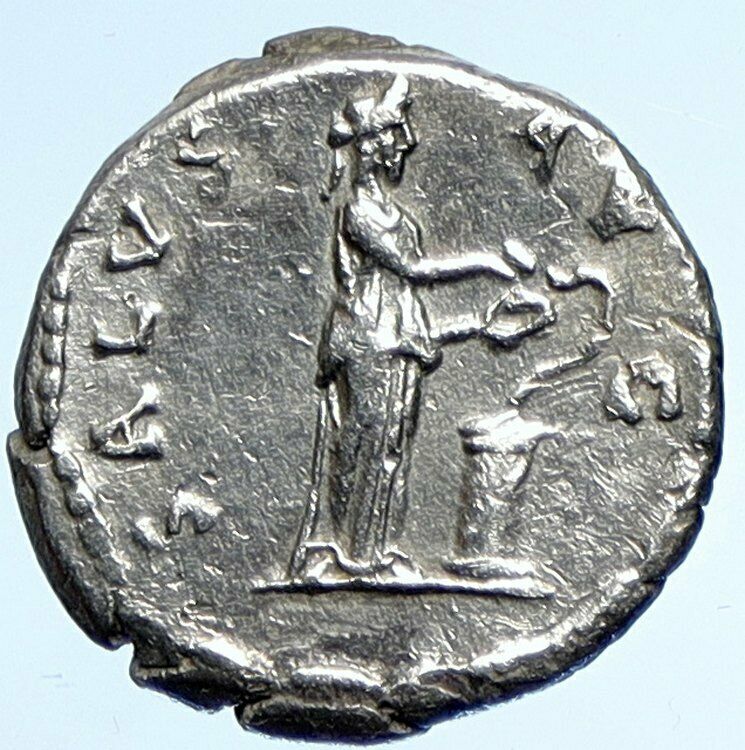 HADRIAN 133AD Rome Authentic Ancient Silver Roman Coin SALUS w SERPENT i107553