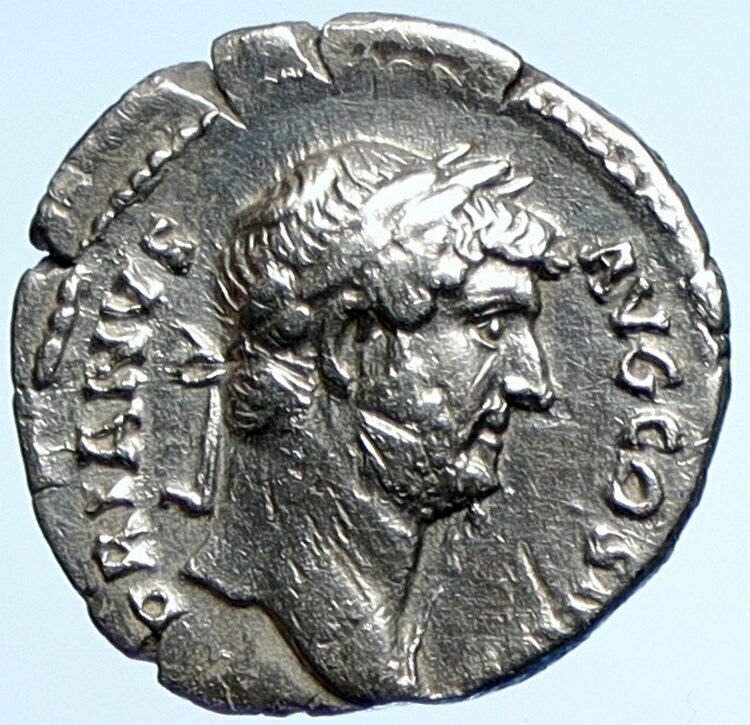 HADRIAN 133AD Rome Authentic Ancient Silver Roman Coin SALUS w SERPENT i107553