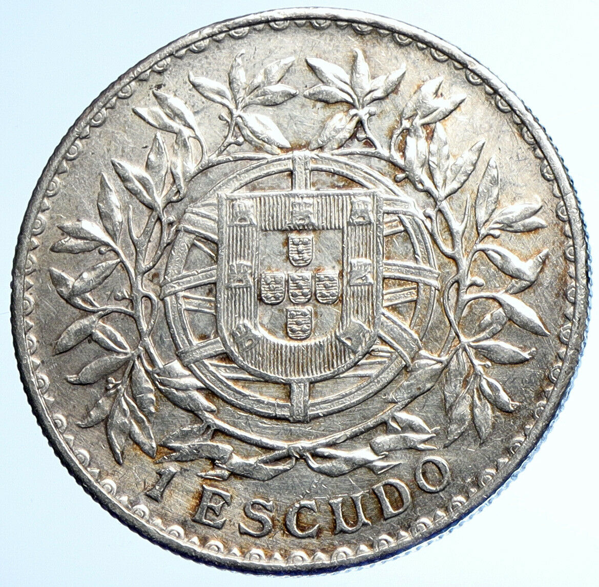 1916 PORTUGAL Vintage LIBERTY Cap PORTUGESE SHIELD Silver Escudo Coin i110058