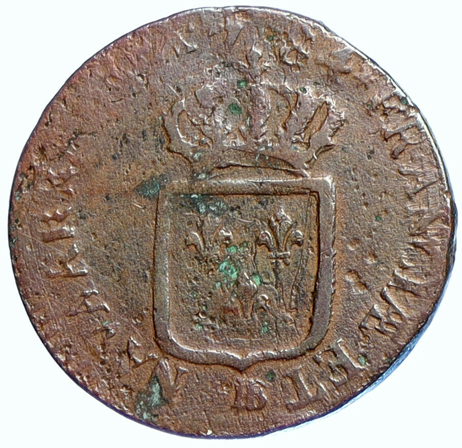 1784 FRANCE King LOUIS XVI OLD Antique Flowers Vintage French SOL Coin i110052