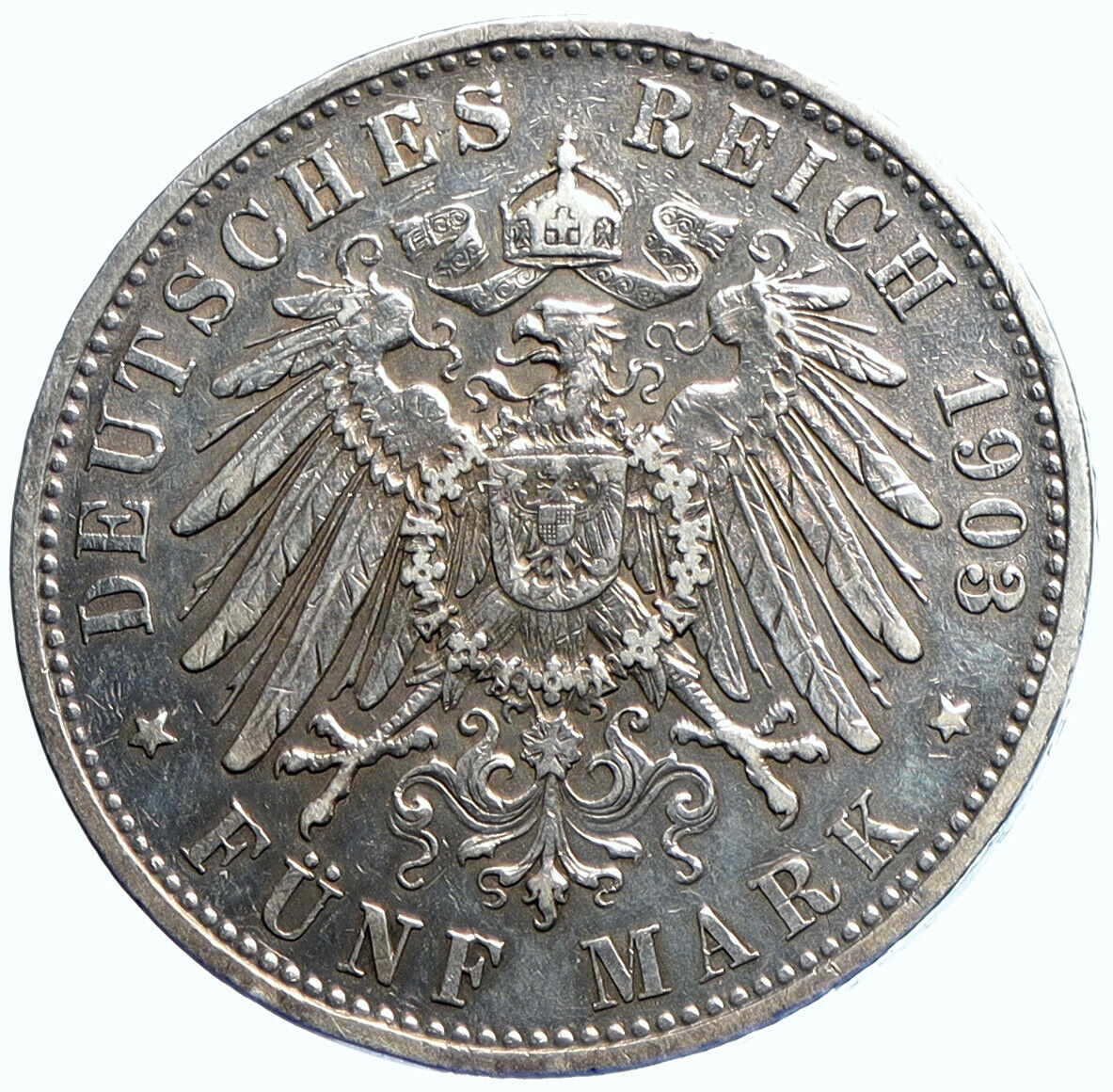 1903 D GERMANY Bavaria Ruled by Otto I Eagle Antique Silver 5 Marks Coin i110056