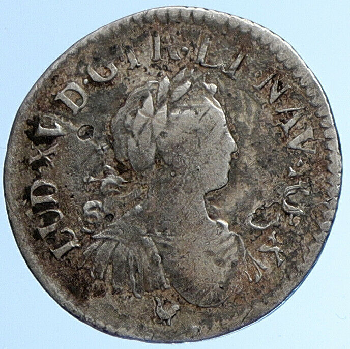 1725 FRANCE King LOUIS XV French RARE OLD Silver 1/8 Ecu au Huit Coin i110030