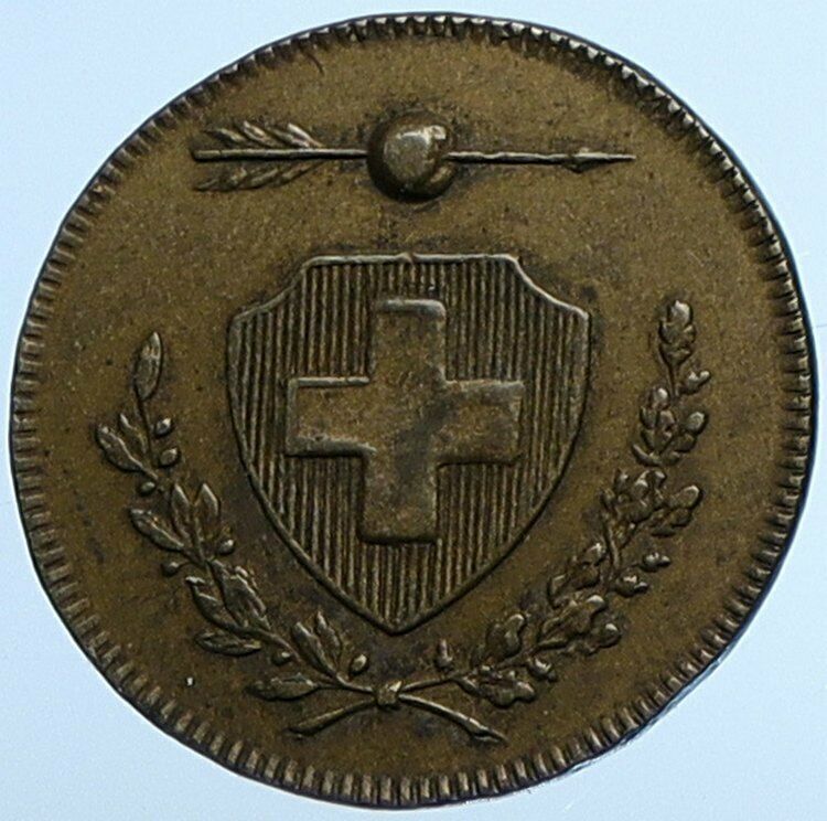 1842 SWITZERLAND Shooting Festival CHUR Swiss Shield ANTIQUE Event Medal i110162