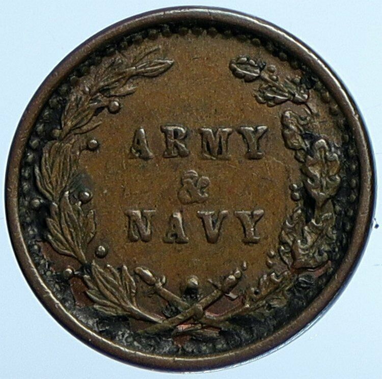 1863 United States CIVIL WAR PATRIOTIC LIBERTY Token ARMY NAVY Cent Coin i110161