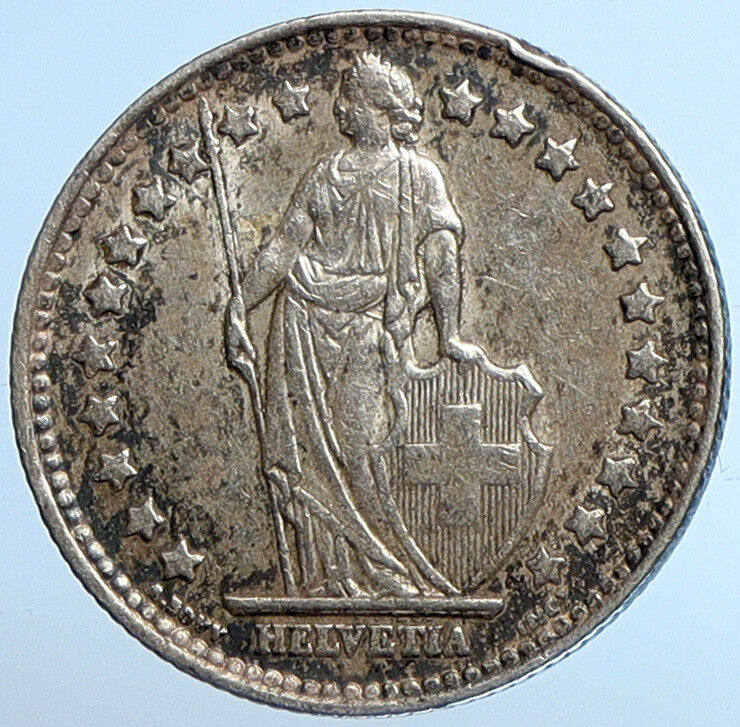 1952 B SWITZERLAND HELVETIA Symbolizes SWISS Nation SILVER 1 Franc Coin i110172