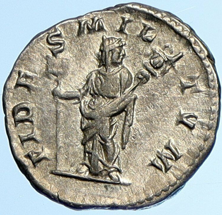 ELAGABALUS Authentic Ancient 219AD Silver Roman Coin w FIDES FIDELITY i110049