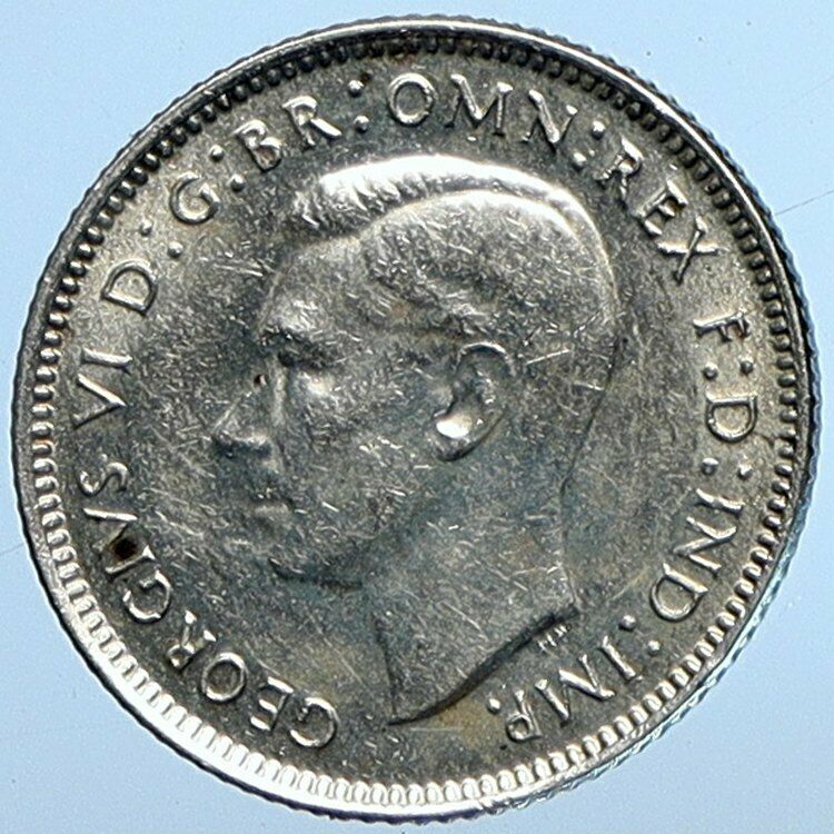 1942 M AUSTRALIA King George VI Kangaroos Antique Silver Sixpence Coin i110165