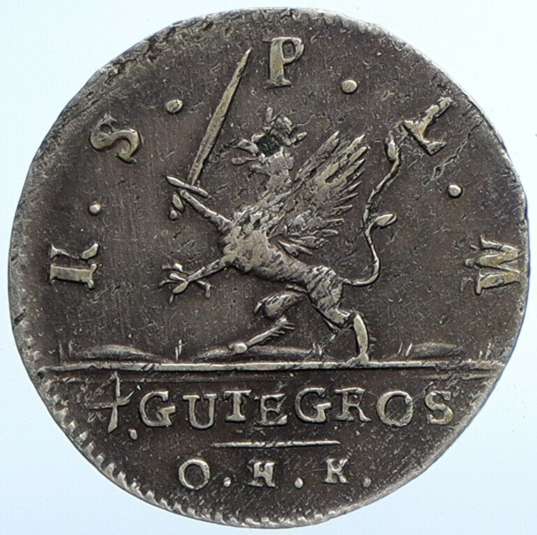 1759 GERMAN States Swedish POMERANIA Adolf Frederick Silver 4 Gute Coin i110164