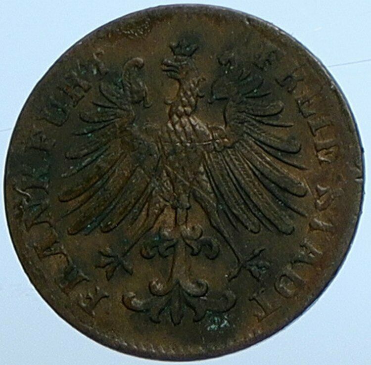 1856 GERMANY German States FRANKFURT Free State OLD Antique Heller Coin i110140