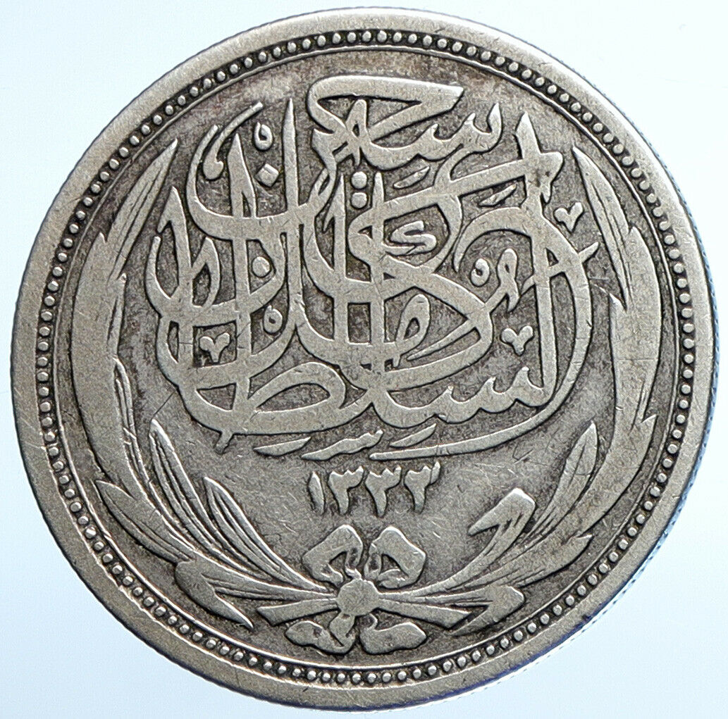 1916 EGYPT Sultan Hussein Kamil ANTIQUE Silver 10 Piastres Egyptian Coin i110135