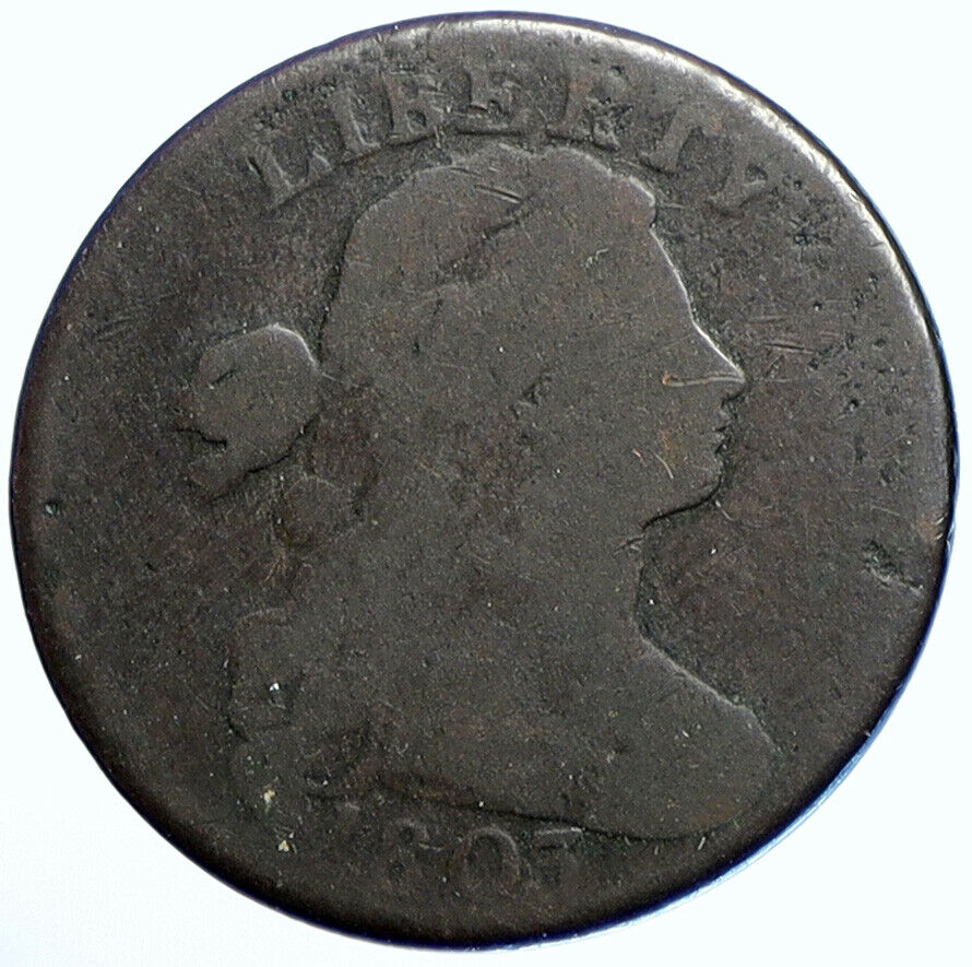 1803 P UNITED STATES US Vintage OLD ANTIQUE Large Draped Bust Cent Coin i110146