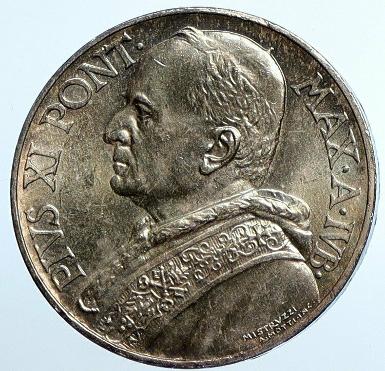 1934 VATICAN CITY Italy POPE PIUS XI Papal JUBILEE Italian 10 Lire Coin i110245