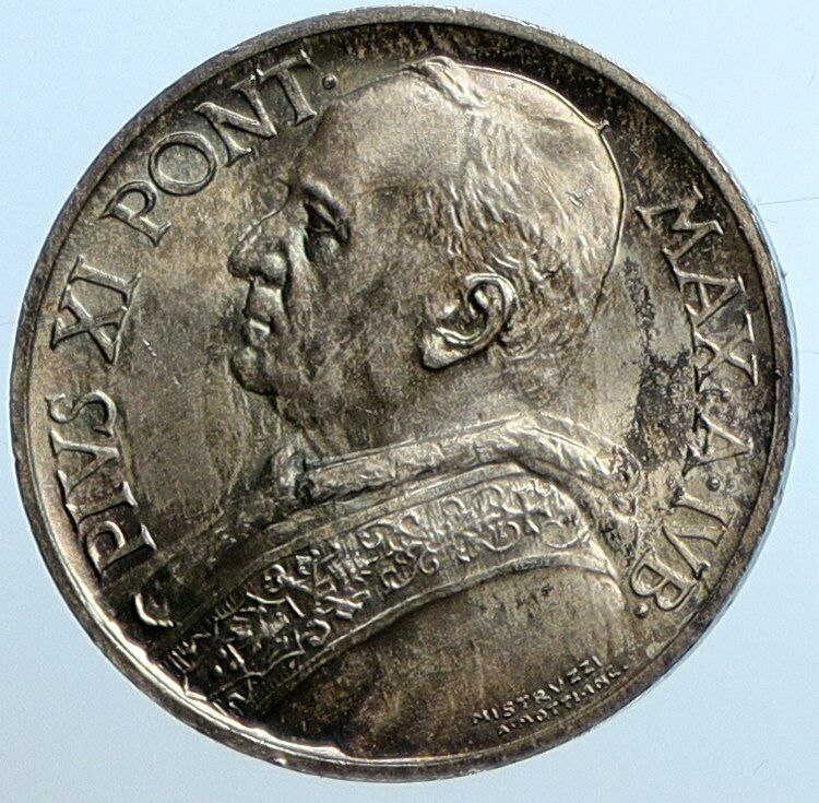 1933 VATICAN CITY Italy POPE PIUS XI Papal JUBILEE Italian 5 Lire Coin i110251