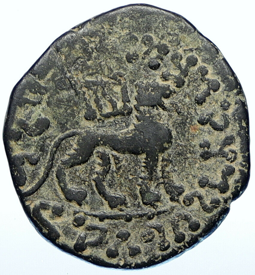 King Azes I - Indo-Scythian ANCIENT King Authentic Greek Coin BULL LION i108561