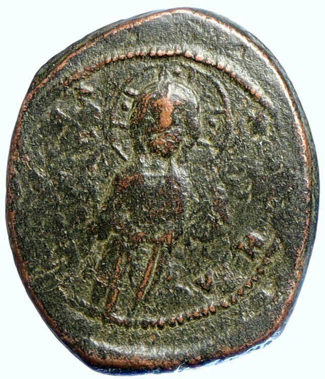 JESUS CHRIST Class C Anonymous Ancient OLD Byzantine Follis Coin CROSS i110100