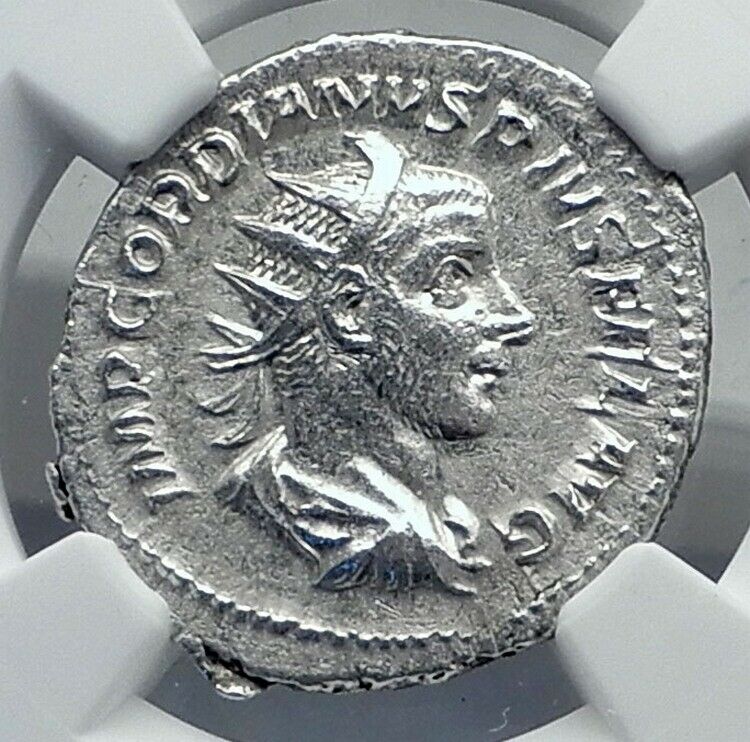 GORDIAN III Authentic Ancient 244AD Rome Silver Roman Coin FELICITAS NGC i81152