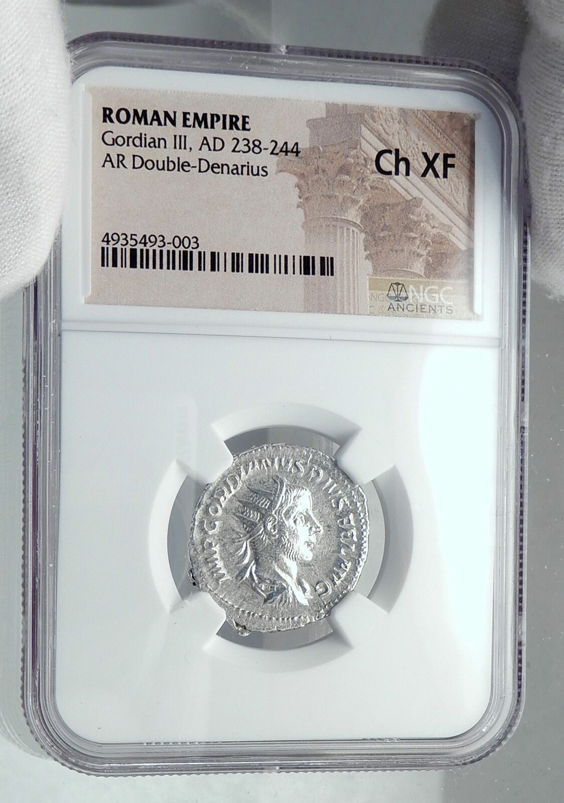 GORDIAN III Authentic Ancient 244AD Rome Silver Roman Coin FELICITAS NGC i81152