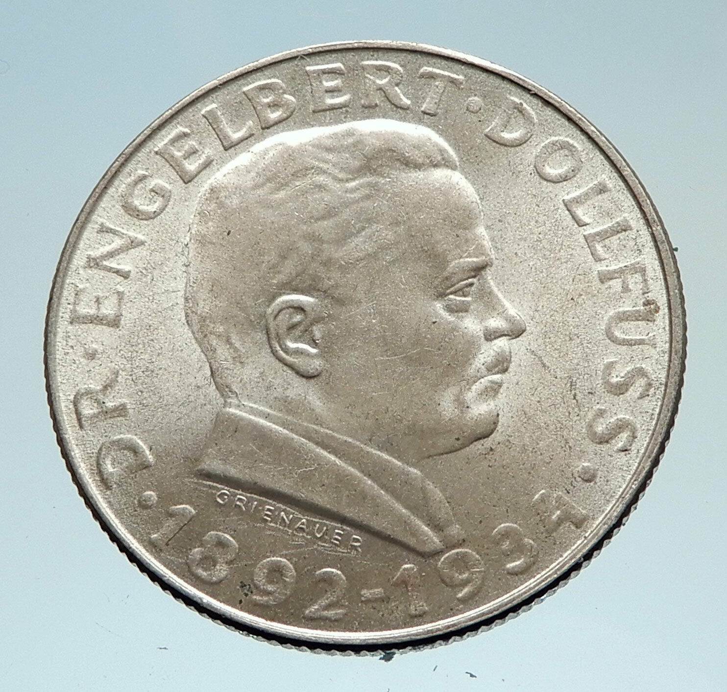 1934 AUSTRIA Hero Engelbert Dollfuss Eagle Genuine Silver 2 Shilling Coin i75212