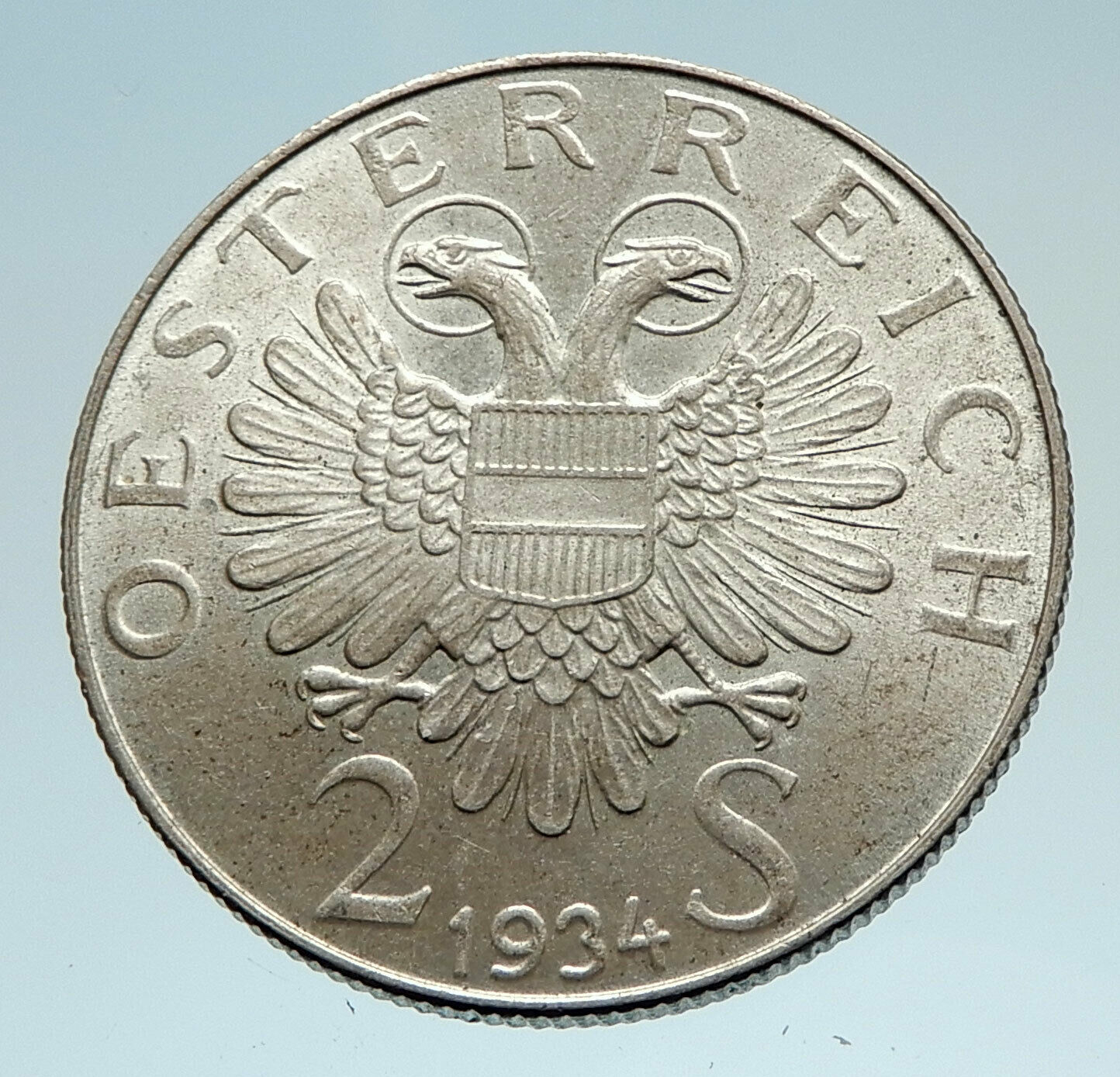 1934 AUSTRIA Hero Engelbert Dollfuss Eagle Genuine Silver 2 Shilling Coin i75212