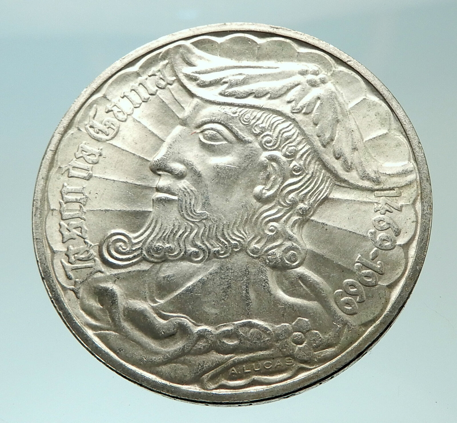 1969 PORTUGAL with VASCO DA GAMA Explorer Genuine Silver 50 Escudos Coin i75882