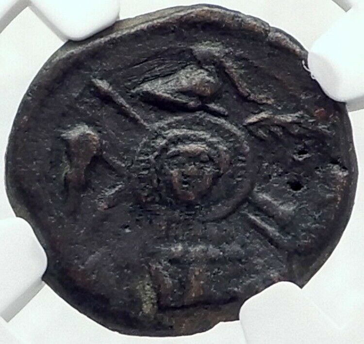 CAELIA in APULIA Very Rare 220BC Ancient Greek Coin w ATHENA TROPHY NGC i80648