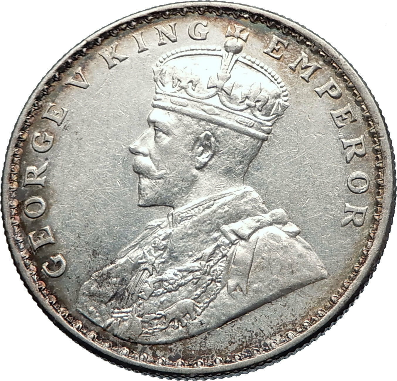 1917 INDIA UK King George V Silver Antique RUPEE Vintage Indian Coin i71855