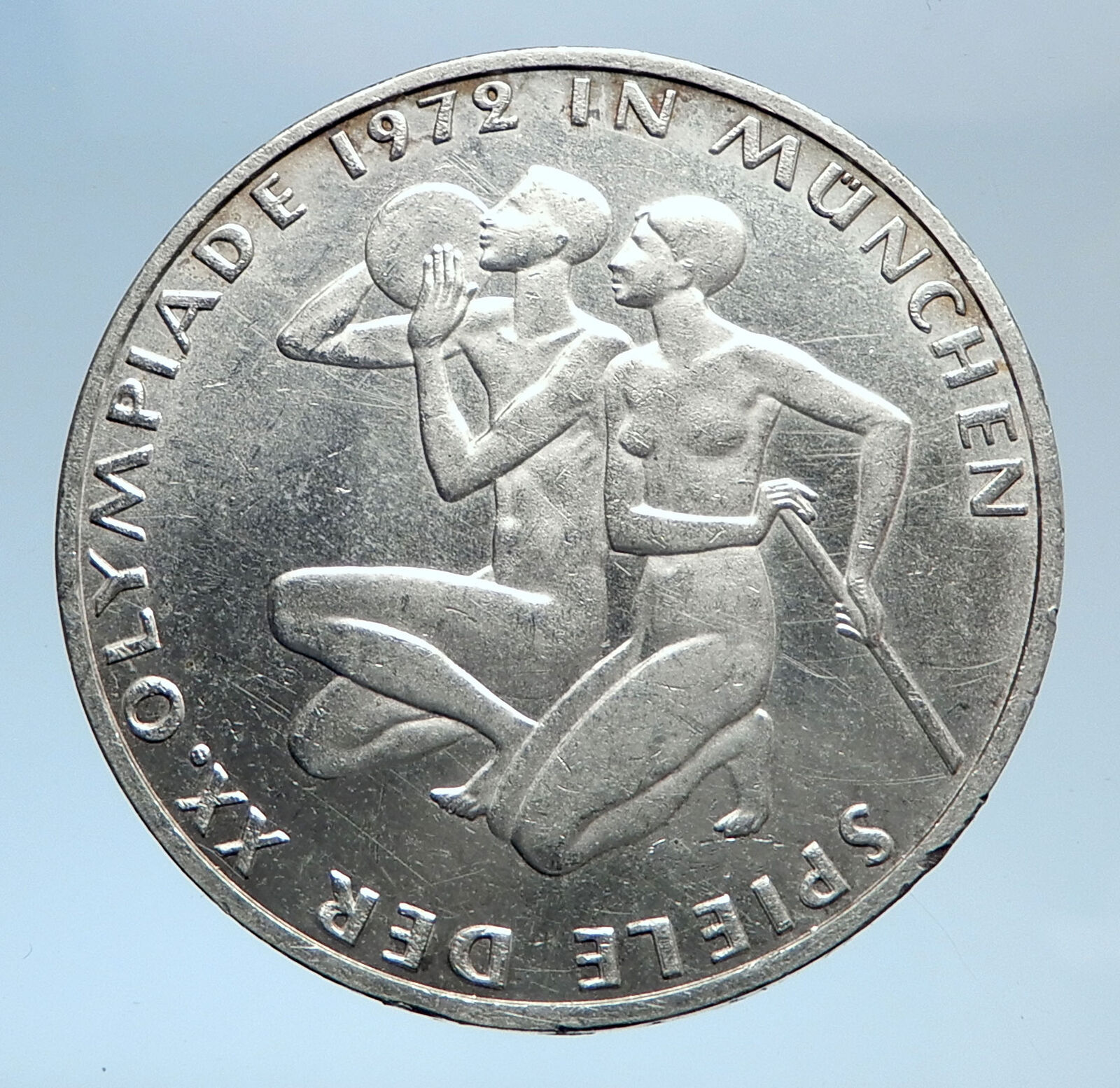 1972 Germany Munich Summer Olympics XX ATHLETES on 10 Mark Silver Coin i74034