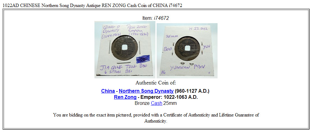 1022AD CHINESE Northern Song Dynasty Antique REN ZONG Cash Coin of CHINA i74672