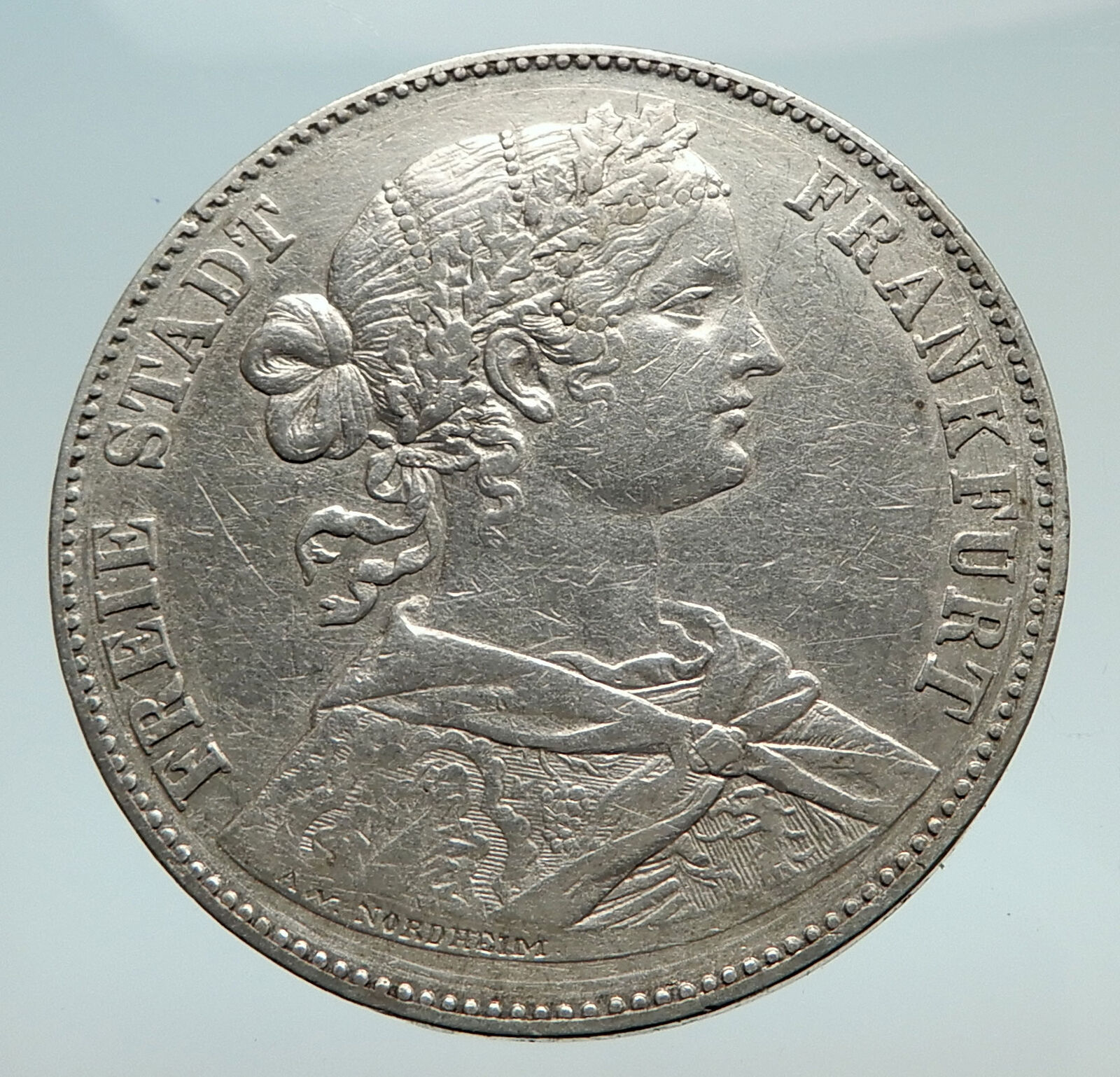 1860 GERMANY German States FRANKFURT Free State Silver Vereinsthaler Coin i74497