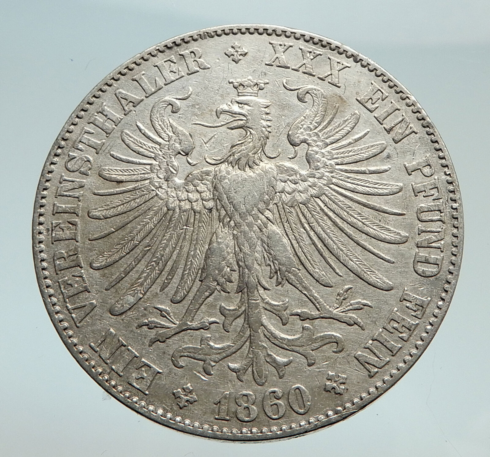 1860 GERMANY German States FRANKFURT Free State Silver Vereinsthaler Coin i74497