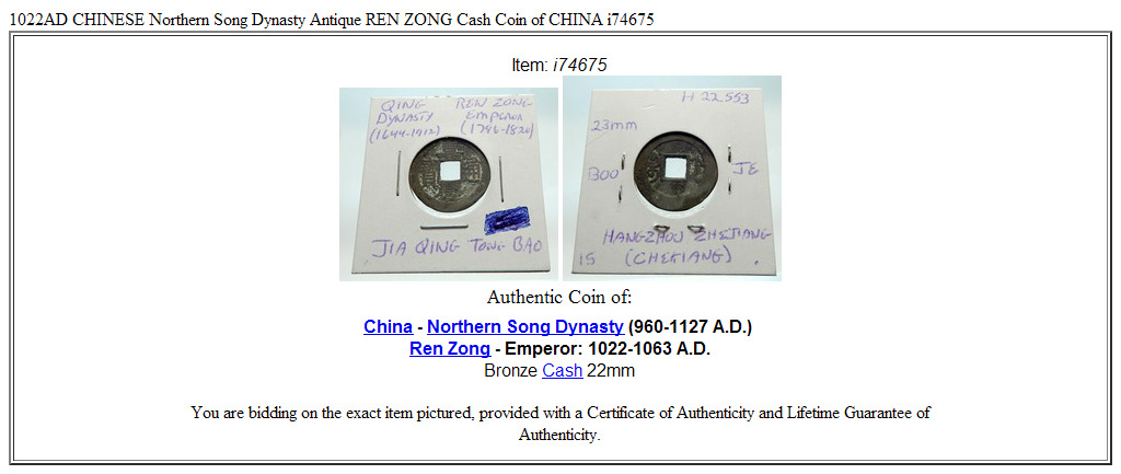 1022AD CHINESE Northern Song Dynasty Antique REN ZONG Cash Coin of CHINA i74675