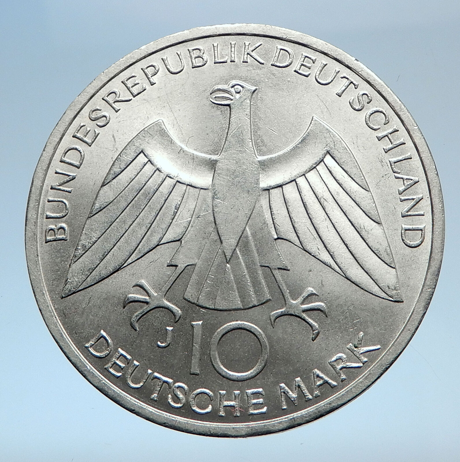 1972 Germany Munich Summer Olympics Games Schleife 10 Mark Silver Coin i74035