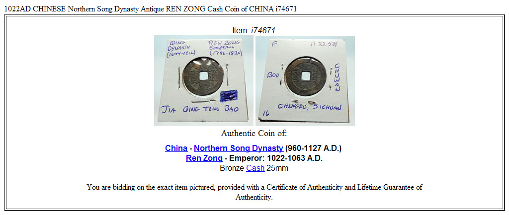 1022AD CHINESE Northern Song Dynasty Antique REN ZONG Cash Coin of CHINA i74671