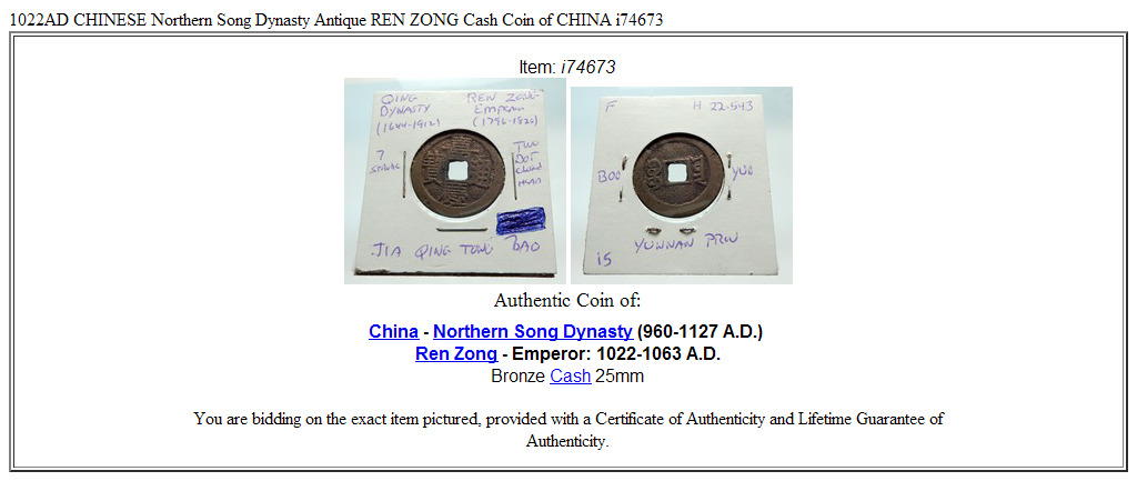 1022AD CHINESE Northern Song Dynasty Antique REN ZONG Cash Coin of CHINA i74673