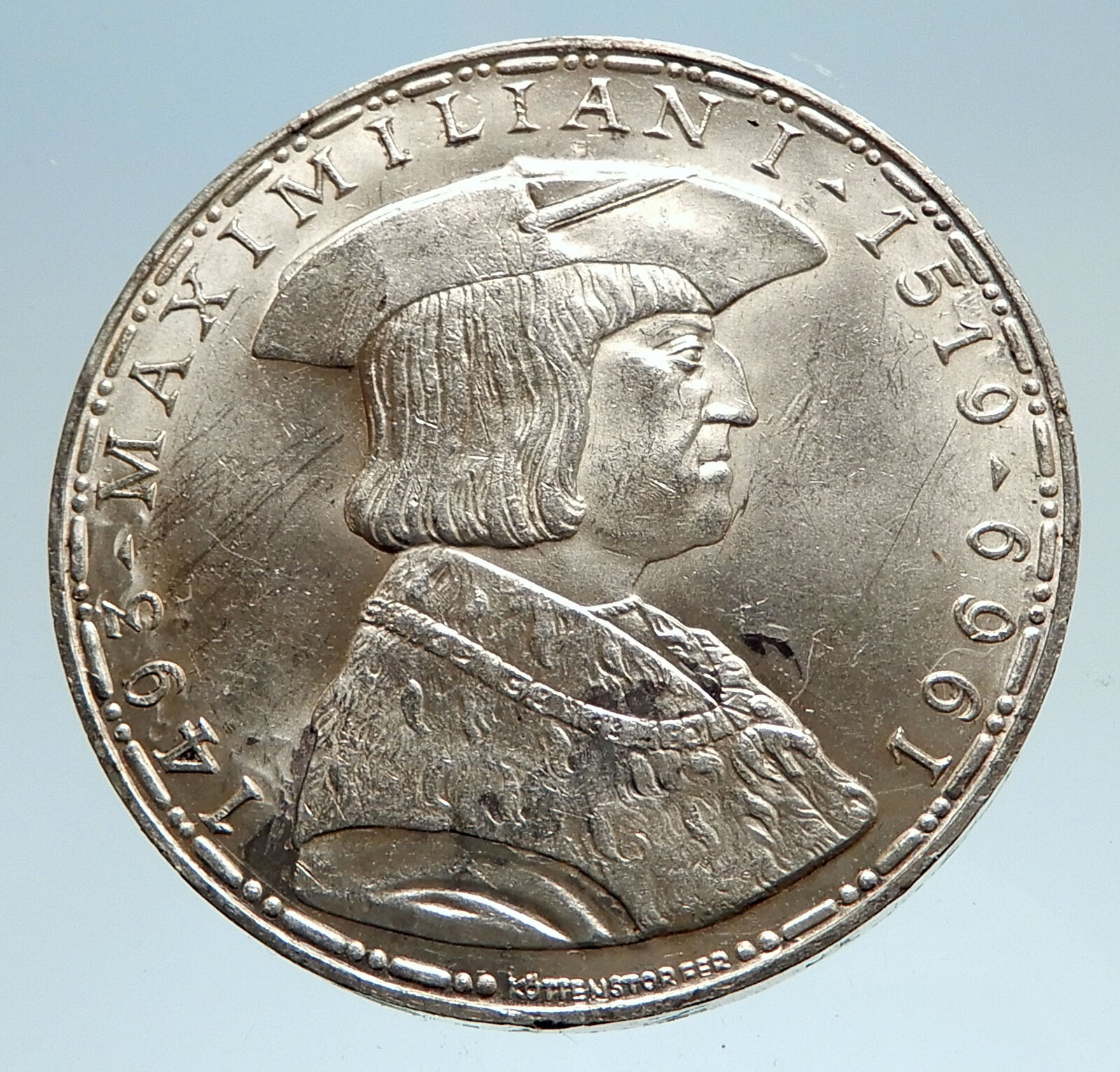 1969 AUSTRIA King Maximilian I Antique Silver 50 Schilling Austrian Coin i75025