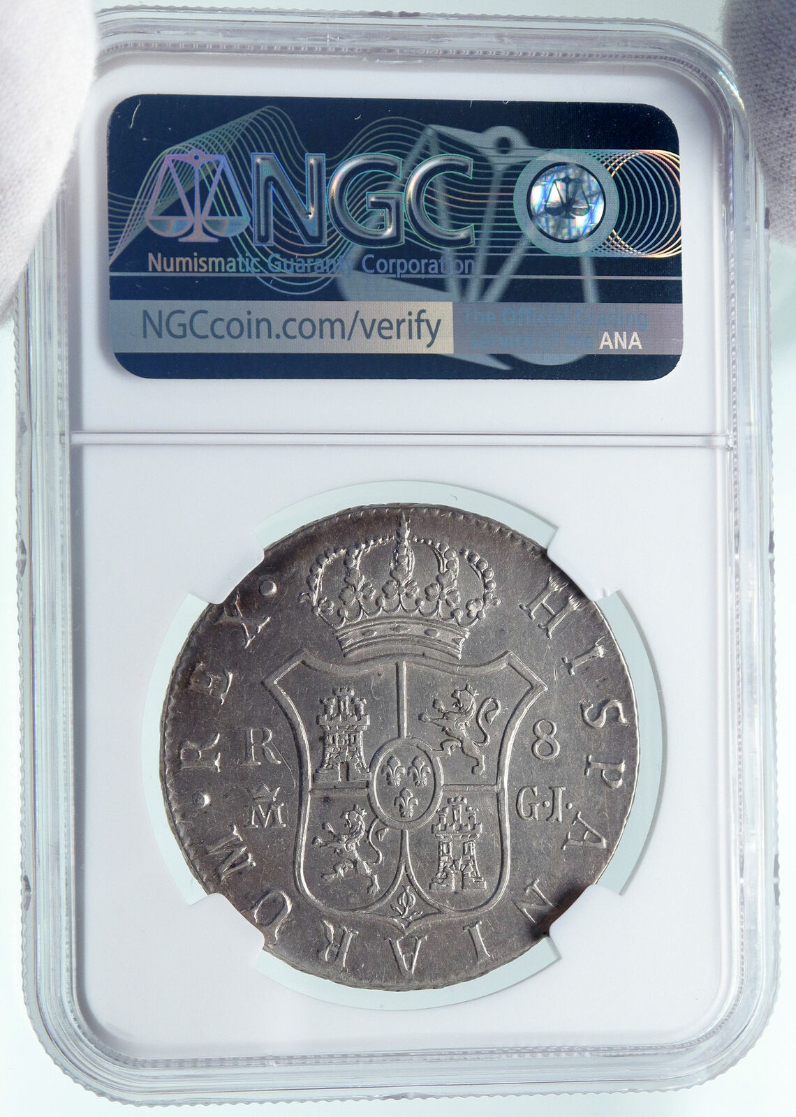 1815 SPAIN King FERDINAND VII Antique Silver 8 Reales Spanish Coin NGC i86631