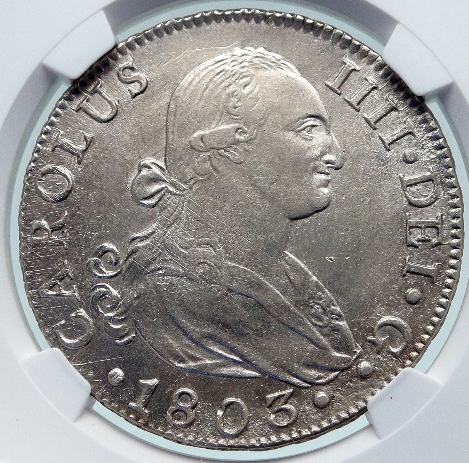 1803 S CN SPAIN King CHARLES IV Antique Silver 8 Reales Spanish Coin NGC i86636